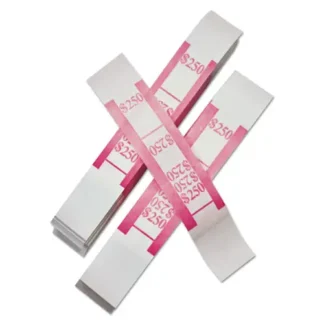 Iconex™ Color-Coded Kraft Currency Straps, Dollar Bill, $250, Self-Adhesive, 1000/Pack