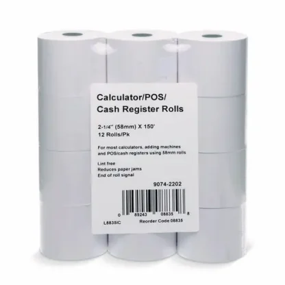 Iconex™ Impact Bond Paper Rolls, 2.25" x 150 ft, White, 12/Pack
