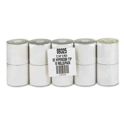 Iconex™ Impact Printing Carbonless Paper Rolls, 2.25" x 70 ft, White/Canary, 10/Pack