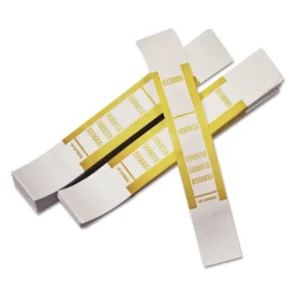 Iconex™ Self-Adhesive Currency Straps, Mustard, $10,000 in $100 Bills, 1000 Bands/Pack