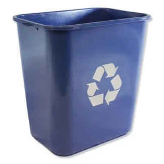 Impact® Soft-Sided Recycle Logo Plastic Wastebasket, 28 qt, Polyethylene, Blue