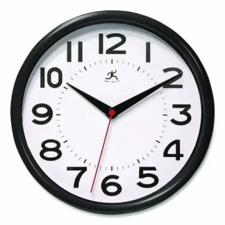 Infinity Instruments Metro Wall Clock, 9" Diameter, Black Case, 1 AA (sold separately)
