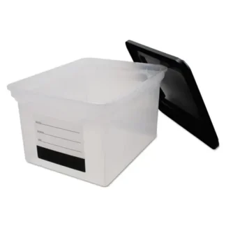 Innovative Storage Designs File Tote with Contents Label, Letter/Legal Files, Clear/Black, 17.75" x 14" x 10.25"