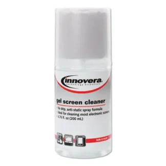 Innovera® Anti-Static Gel Screen Cleaner with Gray Microfiber Cloth, 4 oz Spray Bottle