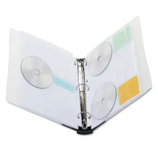 Innovera® CD/DVD Three-Ring Refillable Binder, Holds 90 Discs, Midnight Blue/Clear