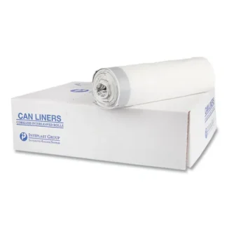 Inteplast Group Draw-Tuff Institutional Draw-Tape Can Liners, 55 Gallon, Natural, 1.9 mil, 42.5" x 35.5", 10 Bags/Roll, 5 Rolls/Carton