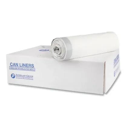 Inteplast Group Draw-Tuff Institutional Draw-Tape Can Liners, 55 Gallon, Natural, 1.9 mil, 42.5" x 35.5", 10 Bags/Roll, 5 Rolls/Carton
