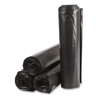 Inteplast Group High-Density Commercial Can Liner Value Pack, 45 gal, 19 mic, 40" x 46", Black, Interleaved Roll, 25 Bags/Roll, 6 Rolls/Carton