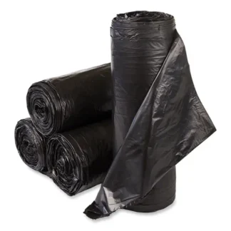 Inteplast Group High-Density Commercial Can Liner Value Pack, Black, 60 gal, 19 mic, 38" x 58", Interleaved Roll, 25 Bags per Roll, 6 Rolls per Carton