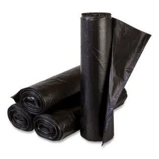 Inteplast Group High-Density Commercial Can Liners, 10 gal, 6 mic, Black, 50 Bags/Roll, 20 Rolls/Carton