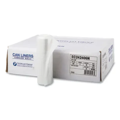 Inteplast Group High-Density Commercial Can Liners, 10 gal, 6 mic, 24" x 24", Natural