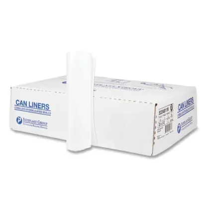 Inteplast Group High-Density Commercial Can Liners, 33 gal, 11 mic, 33" x 40", Clear, Interleaved Roll