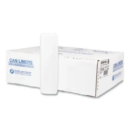 Inteplast Group High-Density Commercial Can Liners, 33 gal, 13 mic, 33" x 40", Clear, Interleaved Roll