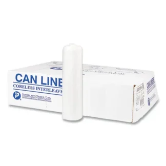 Inteplast Group High-Density Commercial Can Liners, 33 gal, Clear, 33" x 40", 17 mic, 25 Bags/Roll, 10 Rolls/Carton