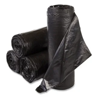 Inteplast Group High-Density Commercial Can Liners, 33 gal, 22 mic, 33" x 40", Black