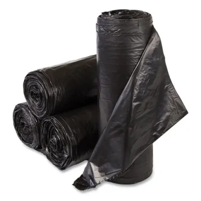Inteplast Group High-Density Commercial Can Liners, 33 gal, 22 mic, 33" x 40", Black