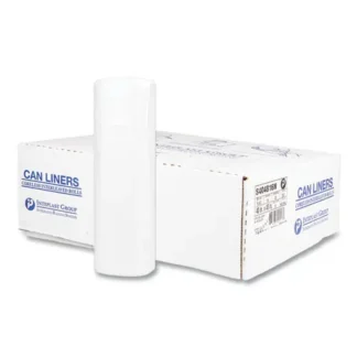 Inteplast Group High-Density Commercial Can Liners, 45 gal, 16 mic, 40" x 48", Clear, Interleaved Roll, 25 Bags/Roll, 10 Rolls/Carton