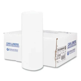 Inteplast Group High-Density Commercial Can Liners, 55 gal, 36" x 60", 17 mic, Clear, 200 Bags/Carton