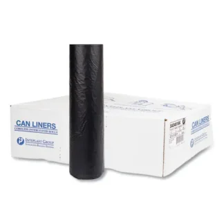 Inteplast Group High-Density Commercial Can Liners, 56 gal, 16 mic, 43" x 48", Black, 25 Bags/Roll, 8 Rolls/Carton