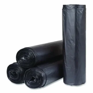 Inteplast Group High-Density Commercial Can Liners, 56 gal, 22 mic, 43" x 48", Black, Interleaved Roll, 25 Bags/Roll, 6 Rolls/Carton