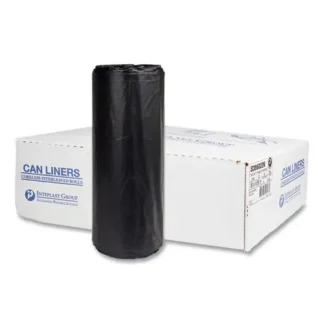 Inteplast Group High-Density Commercial Can Liners, 60 Gallon, 22 Micron, 38" x 60", Black, 150 Bags/Carton