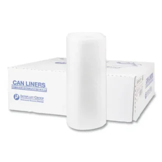 Inteplast Group High-Density Commercial Can Liners, 60 gal, 22 mic, 38" x 60", Clear, Interleaved Roll