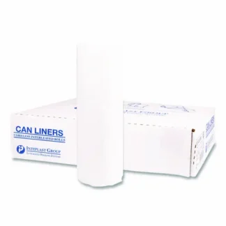 Inteplast Group Institutional Low-Density Can Liners, 45 gal, 1.15 mil, 40" x 46", Natural, Interleaved Roll, 20 Bags/Roll, 5 Rolls/Carton
