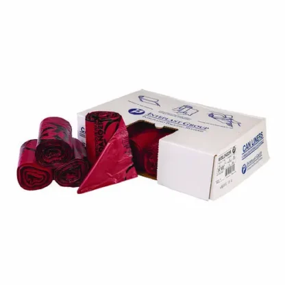 Inteplast Group Institutional Low-Density Can Liners, Infectious Waste Biohazard, 10 gal, Red, 1.3 mil, 24" x 23"