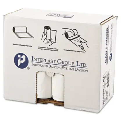Inteplast Group Low-Density Commercial Can Liners, 30 gal, 0.7 mil, 30" x 36", White, Interleaved Roll, 25 Bags/Roll, 8 Rolls/Carton