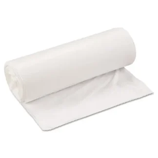 Inteplast Group Low-Density Commercial Can Liners, 33 gal, 0.8 mil, 33" x 39", White, Interleaved Roll, 25 Bags/Roll, 6 Rolls/Carton