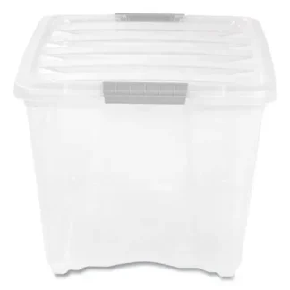 IRIS Stack and Pull Latching Flat Lid Storage Box, 13.5 gal, Clear, 22" x 16.5" x 13.03"