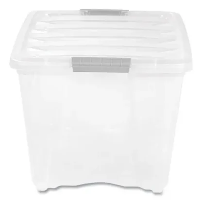 IRIS Stack and Pull Latching Flat Lid Storage Box, 13.5 gal, Clear, 22" x 16.5" x 13.03"