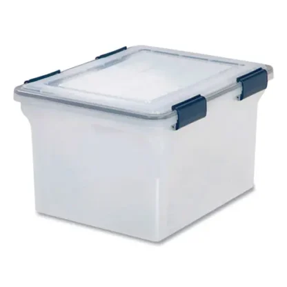 IRIS WEATHERTIGHT File Box, Letter/Legal Files, Clear/Blue Accents