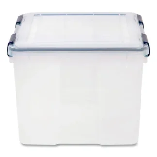 IRIS WEATHERTIGHT Latching Flat Lid Storage Box, 11.5 gal, Clear, 15.7" x 19.7" x 11.7"