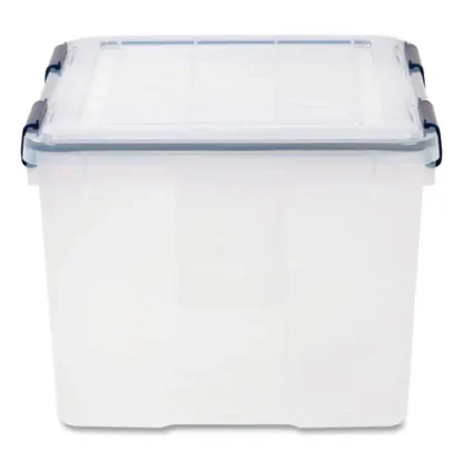 IRIS WEATHERTIGHT Latching Flat Lid Storage Box, 11.5 gal, Clear, 15.7" x 19.7" x 11.7"