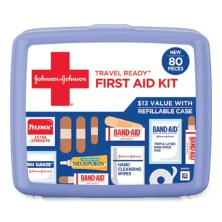 Johnson & Johnson® Red Cross® Travel Ready Portable Emergency First Aid Kit, 80 Pieces