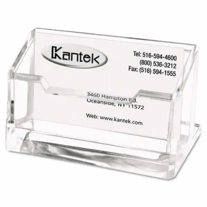 Kantek Acrylic Business Card Holder, Clear, Holds 80 Cards, 4.1" x 1.9" x 2.1"
