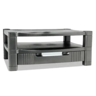 Kantek Two-Level Monitor Stand, Adjustable Height, Black, Supports 50 lbs