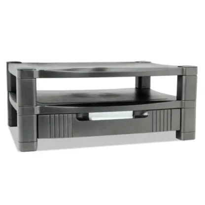 Kantek Two-Level Monitor Stand, Adjustable Height, Black, Supports 50 lbs