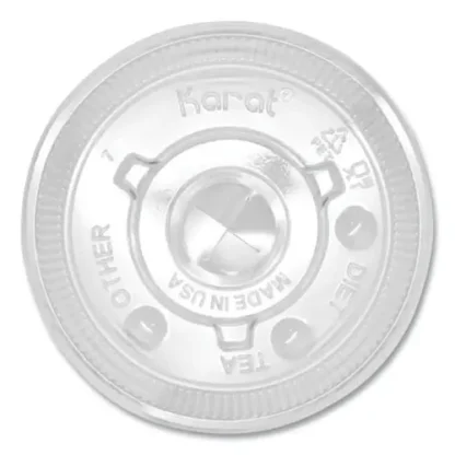 Karat® PET Flat Lids, Fits 12 oz to 22 oz Cold Cups, Clear, 1000/Carton