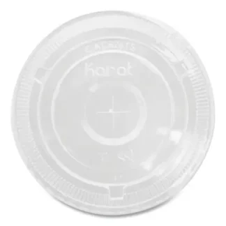 Karat® PET Lids, Flat with Straw Slot, Fits 32 oz Cold Cups, Clear, 500/Carton