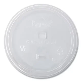 Karat® PET Lids, Strawless Sipper, Fits 12 oz to 24 oz Cold Cups, Plastic, Clear, 1,000/Carton