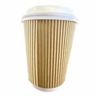 Karat® Ripple Hot Cups, 12 oz, Paper, Kraft/White, 500/Carton