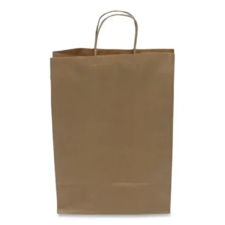 Kari-Out® Kraft Paper Bags, Natural Twisted-Paper Handles, 10" x 6" x 13", Natural, 250/Carton