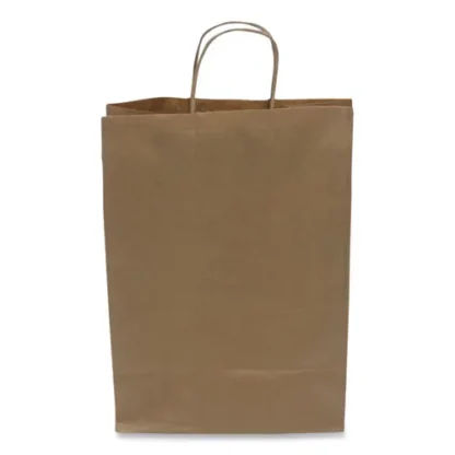 Kari-Out® Kraft Paper Bags, Natural Twisted-Paper Handles, 10" x 6" x 13", Natural, 250/Carton