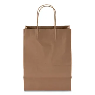 Kari-Out® Kraft Paper Bags, Natural Twisted-Paper Handles, 8" x 5" x 11", Natural, 250/Carton