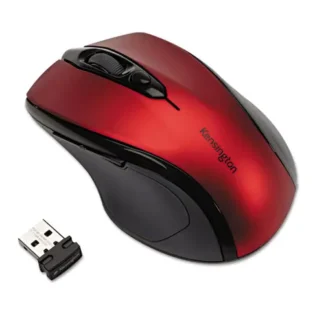 Kensington® Pro Fit Mid-Size Wireless Mouse, 2.4 GHz Frequency, 30 ft Wireless Range, Right-Handed, Ruby Red