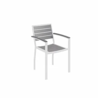 KFI Studios Ivy Outdoor Arm Chair, White Frame, Grey Seat and Back