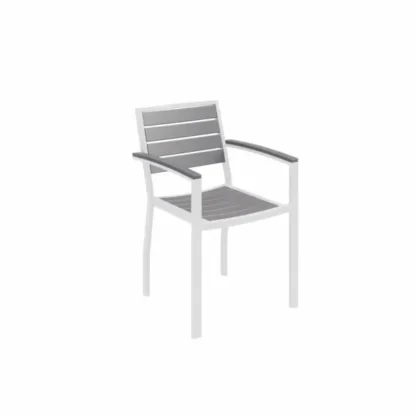 KFI Studios Ivy Outdoor Arm Chair, White Frame, Grey Seat and Back