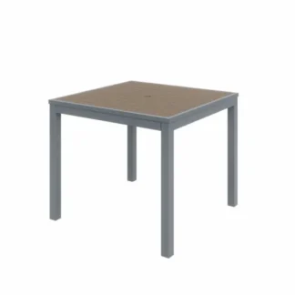 KFI Studios Ivy Square Outdoor Table, Silver Frame, Mocha Top